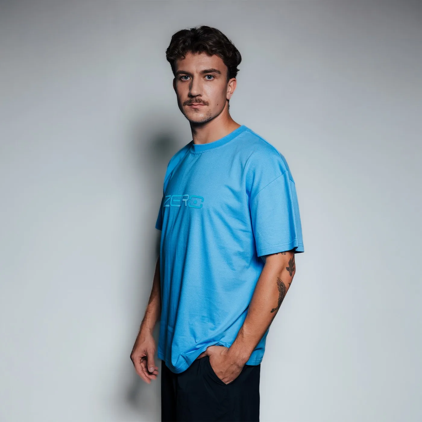 T-shirt niebieski, logo HD Print